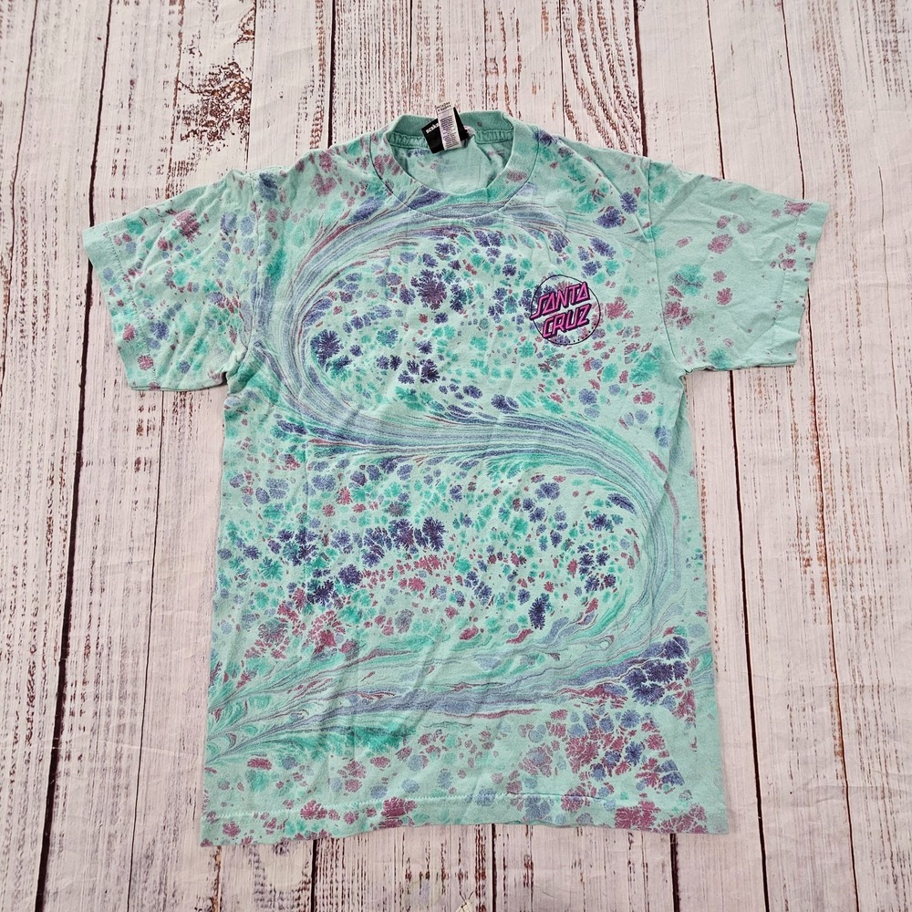 Santa Cruz Floral Wave Graphic T-Shirt Women's Small Mint Green Skate Tee